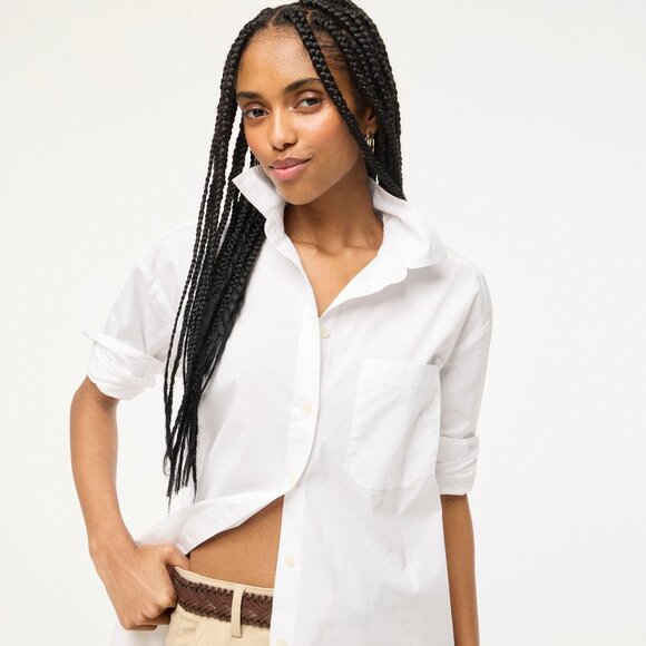 J. Crew Relaxed Button-Up Shirt Women XXS White Career Polished Professional NWT - Picture 1 of 16